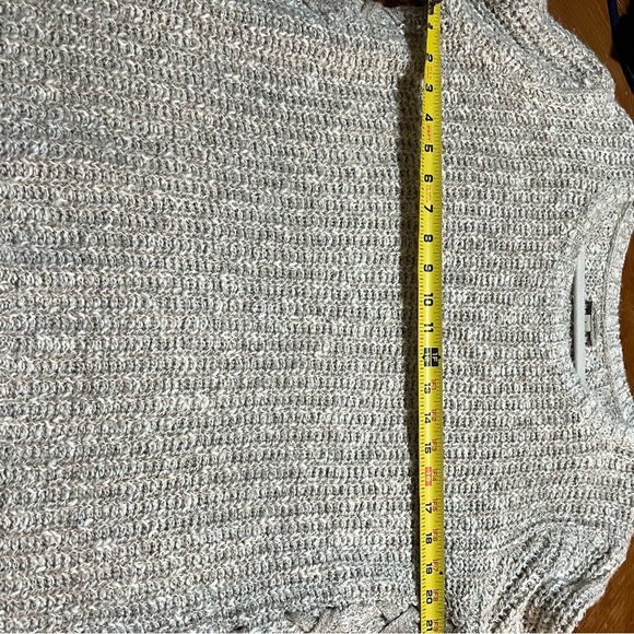 Lucky Brand Knit Oatmeal Sweater Size Large Boho Neutral Side Lace Casual - Picture 6 of 7